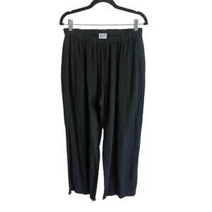 Oh My Gauze! Black 100% Cotton Wide Leg Pull On Pants Sz 2/ US L-XL Lagenlook